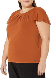 Женская блузка Calvin Klein со складками 1159788762 (Коричневый, 0X)