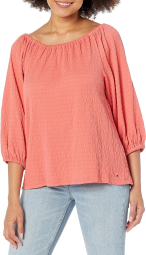 Женская блузка Tommy Hilfiger с рукавами 1159789043 (Оранжевый, M)