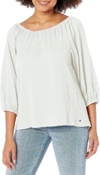 Женская блузка Tommy Hilfiger с рукавами 1159789639 (Белый, M)