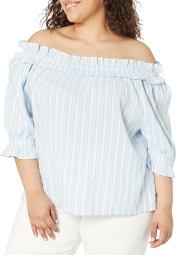Женская блузка Tommy Hilfiger с рукавами 1159794589 (Голубой, 3X)