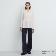 Объемная блузка UNIQLO  с длинными рукавами 1159799560 (Белый, XL)