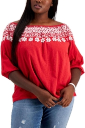 Женская блузка Tommy Hilfiger с рукавами 1159798044 (Красный, 0X)