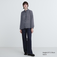 Объемная блузка UNIQLO с длинными рукавами 1159798242 (Черный, XL)