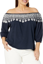Женская блузка Tommy Hilfiger с рукавами 1159803207 (Синий, 0X)
