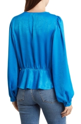 Женская легкая блузка DKNY с пышными рукавами 1159807035 (Синий, XS)