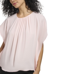 Женская легкая блузка DKNY с пышными рукавами 1159807163 (Розовый, M)