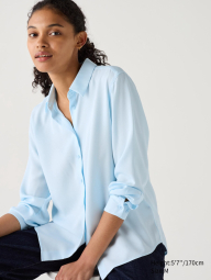 Однотонна блузка UNIQLO на гудзиках 1159831897 (Блакитний S)