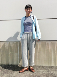 Однотонна блузка UNIQLO на гудзиках 1159831897 (Блакитний S)