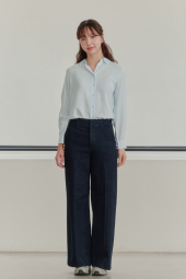 Однотонна блузка UNIQLO на гудзиках 1159831897 (Блакитний S)