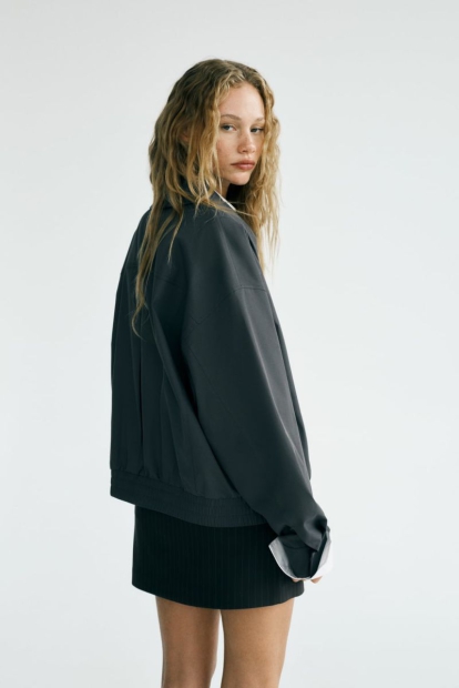 Женская куртка-бомбер ZARA водоотталкивающая 1159802002 (Серый, XS/S)