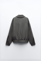 Женская куртка-бомбер ZARA водоотталкивающая 1159802002 (Серый, XS/S)