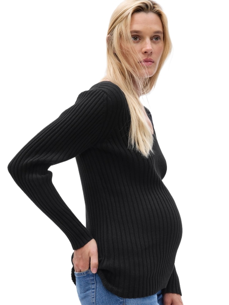 Вязаный свитер для беременных 1159809482 (Черный, XXL)