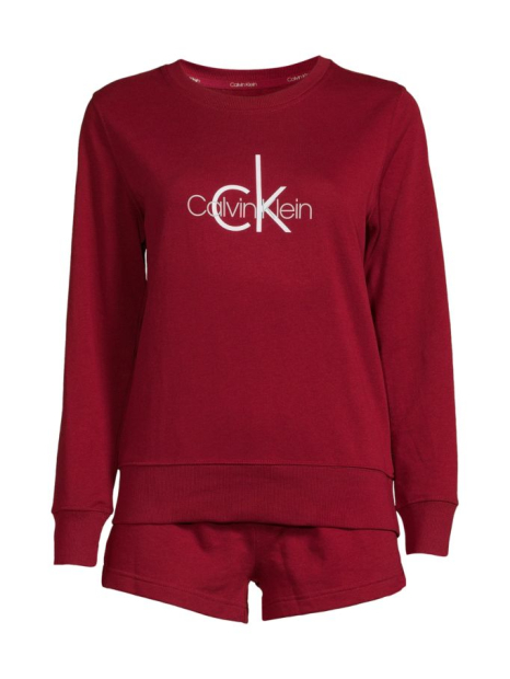 Женский домашний костюм Calvin Klein свитшот и шорты 1159779329 (Бордовый, L)