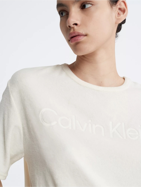 Жіноча махрова футболка Calvin Klein для дому 1159795673 (Молочний, XS)