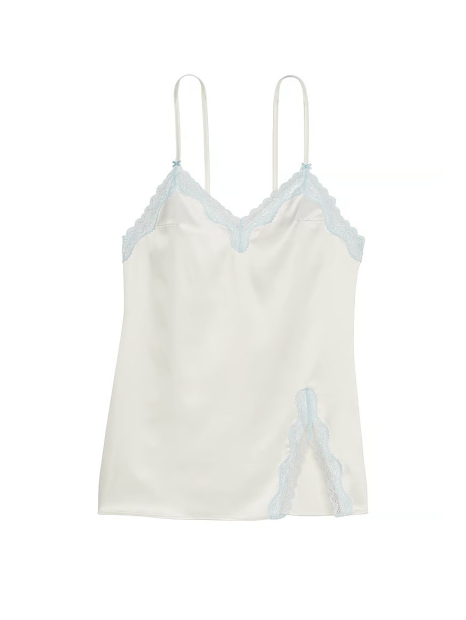 Атласная мини-комбинация Victoria's Secret с кружевной отделкой 1159832271 (Молочный XL)