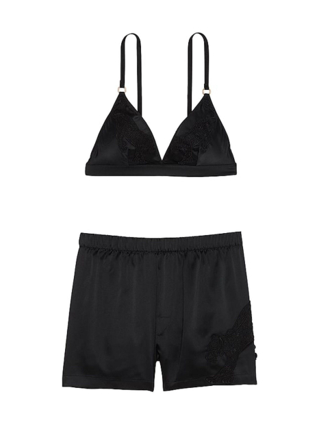 Домашний комплект Victoria’s Secret с вышивкой 1159833762 (Черный XXL)