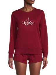 Женский домашний костюм Calvin Klein свитшот и шорты 1159779329 (Бордовый, L)
