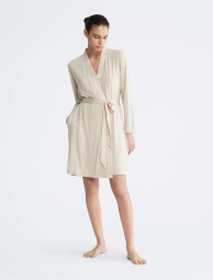 Женский легкий халат Calvin Klein с поясом 1159790581 (Бежевый, M/L)