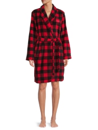 Женский мягкий халат Calvin Klein в клетку 1159791345 (Красный, XS/S)
