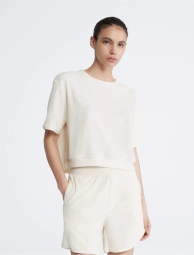 Женская махровая футболка lounge Calvin Klein 1159796595 (Молочный, M)