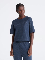 Жіноча махрова футболка Calvin Klein для дому 1159795675 (Білий/синій, XS)