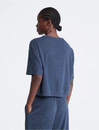 Женская махровая футболка lounge Calvin Klein 1159795677 (Синий, L)
