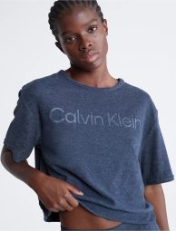 Женская махровая футболка lounge Calvin Klein 1159795675 (Синий, S)