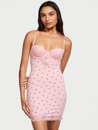 Эффектная мини-комбинация Victoria's Secret с кружевной отделкой 1159806736 (Розовый, XXL)