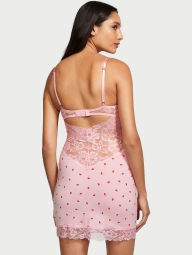 Эффектная мини-комбинация Victoria's Secret с кружевной отделкой 1159806736 (Розовый, XXL)