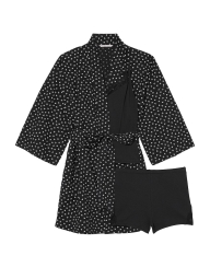 Домашній комплект Victoria's Secret халат, шорти та майка 1159808031 (Чорний, XS)