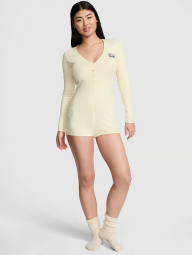 Женский мягкий ромпер Victoria's Secret Pink комбинезон 1159835284 (Молочный M)
