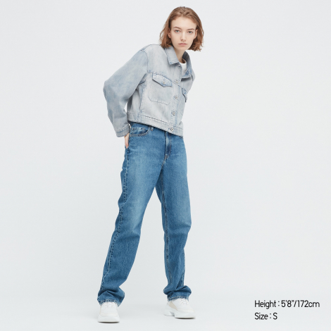 Укороченная джинсовая куртка UNIQLO 1159766768 (Синий, M)