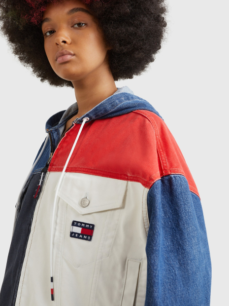 Женская джинсовая куртка оверсайз Tommy Hilfiger на молнии 1159782140 (Синий, XL)