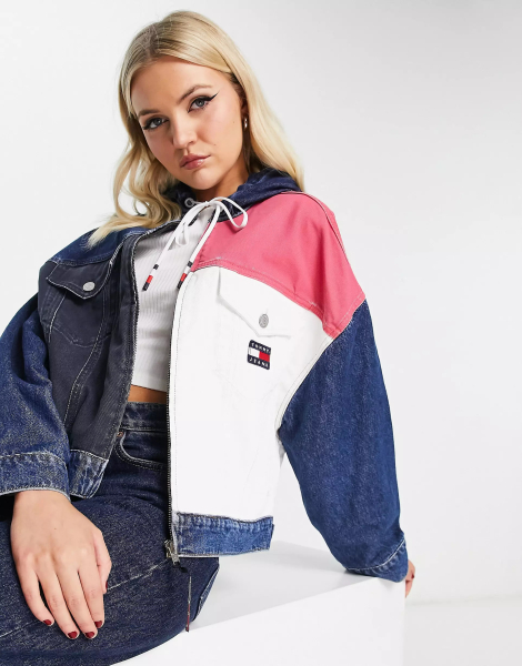 Женская джинсовая куртка оверсайз Tommy Hilfiger на молнии 1159782140 (Синий, XL)