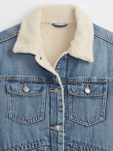 Джинсова куртка GAP з підкладкою із шерпи 1159796348 (Білий/синій, M)