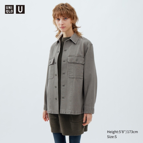 Джинсовая куртка UNIQLO на пуговицах 1159797495 (Серый, L)