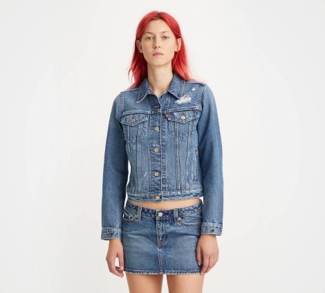 Женская джинсовая куртка Levi's с рваными деталями 1159814549 (Синий, XS)