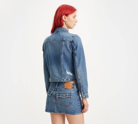 Женская джинсовая куртка Levi's с рваными деталями 1159814549 (Синий, XS)