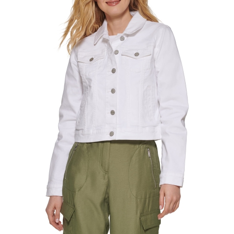 Женская укороченная джинсовая куртка DKNY на пуговицах 1159803801 (Белый, S)