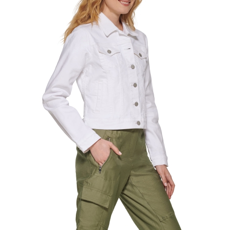 Жіноча укорочена джинсова куртка DKNY на ґудзиках 1159803801 (Білий, S)