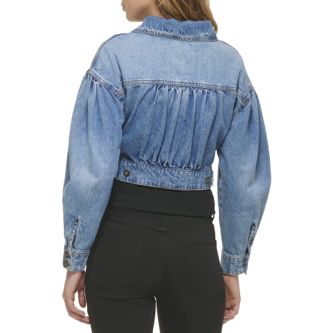 Женская укороченная джинсовая куртка DKNY на пуговицах 1159804442 (Синий, XL)