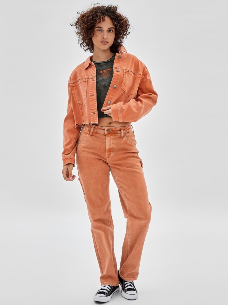 Укороченная джинсовая куртка Guess 1159805149 (Оранжевый, S)