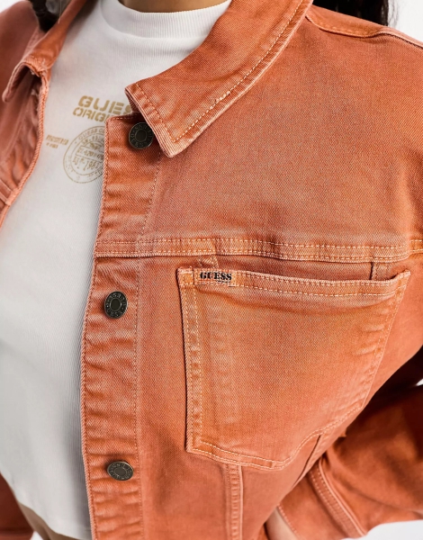 Укороченная джинсовая куртка Guess 1159805150 (Оранжевый, M)