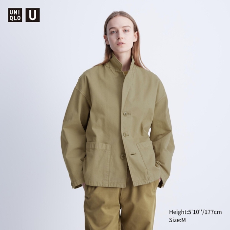 Джинсовая куртка oversize UNIQLO на пуговицах 1159811643 (Зеленый, XL)