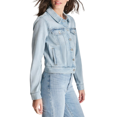 Жіноча укорочена джинсова куртка DKNY на гудзиках 1159835871 (Блакитний M)