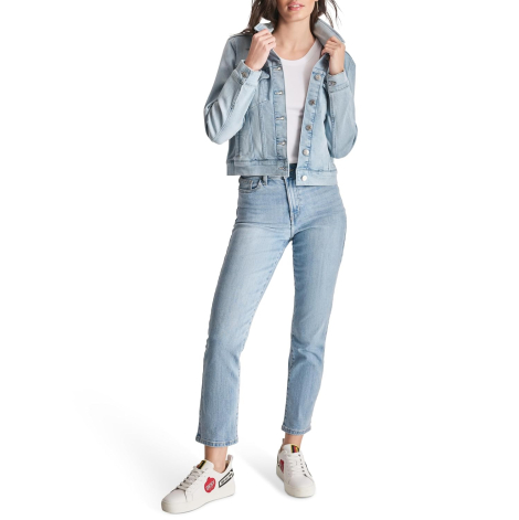 Жіноча укорочена джинсова куртка DKNY на гудзиках 1159835871 (Блакитний M)