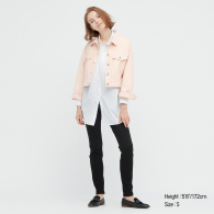 Укороченная джинсовая куртка UNIQLO 1159767009 (Розовый, XL)