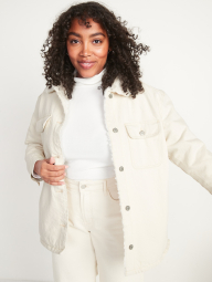 Женская джинсовая куртка Old Navy с подкладкой из шерпы 1159768743 (Молочный, XL)