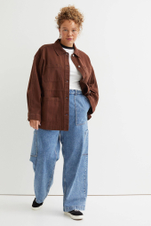 Женская джинсовая куртка H&M на пуговицах 1159774111 (Коричневый, XL)