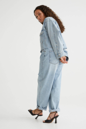 Укороченная женская джинсовая куртка H&M на пуговицах 1159774121 (Голубой, S)